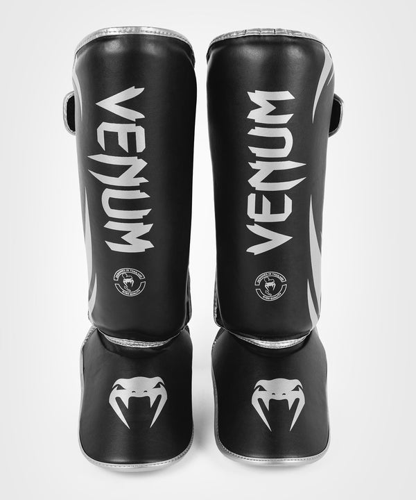 Caneleiras de kickboxing Venum Challenger – Preto/Prata