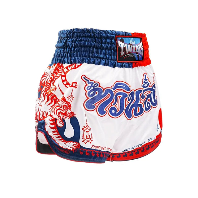 Twins Muay Thai-shorts TTBL Yant – Vit/Blå/Röd