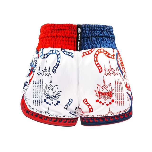 Twins Muay Thai-shorts TTBL Yant – Vit/Blå/Röd