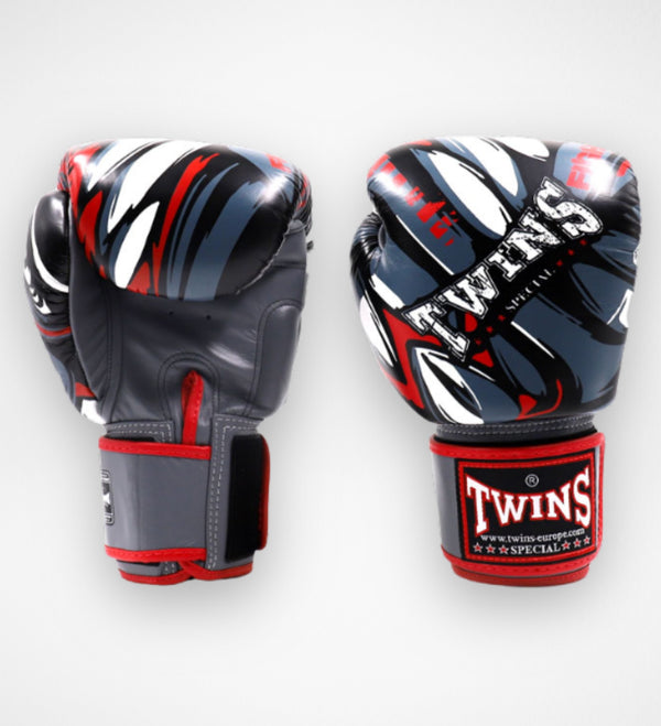 Gants de boxe Twins FBGVL3-55 – Gris/Rouge/Blanc