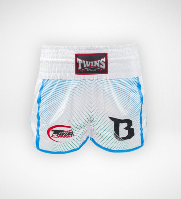 Pantaloncini Muay Thai Twins TBT9 – Bianco/Blu