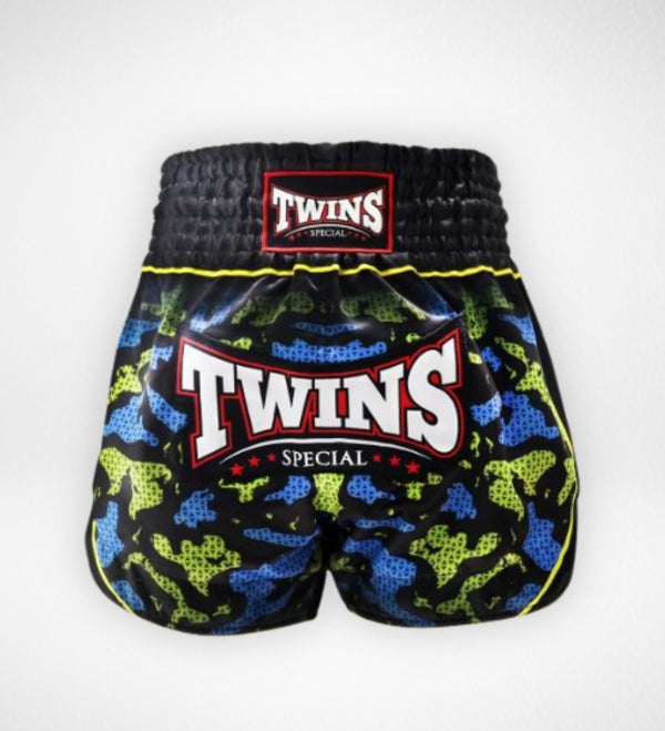 Twins Muay Thai shorts TTBL Atlas - Sort/Grøn/Blå