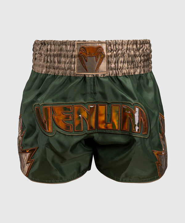 Venum Inferno Muay-Thai-Shorts – Khaki Grün/Bronze