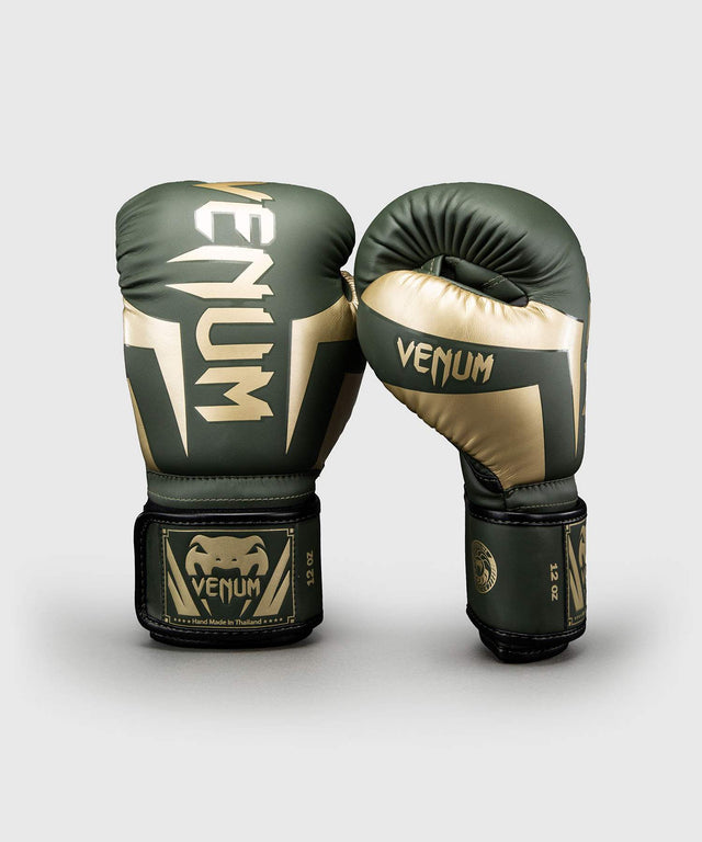 Gants de boxe Venum Elite – Kaki Vert/Or