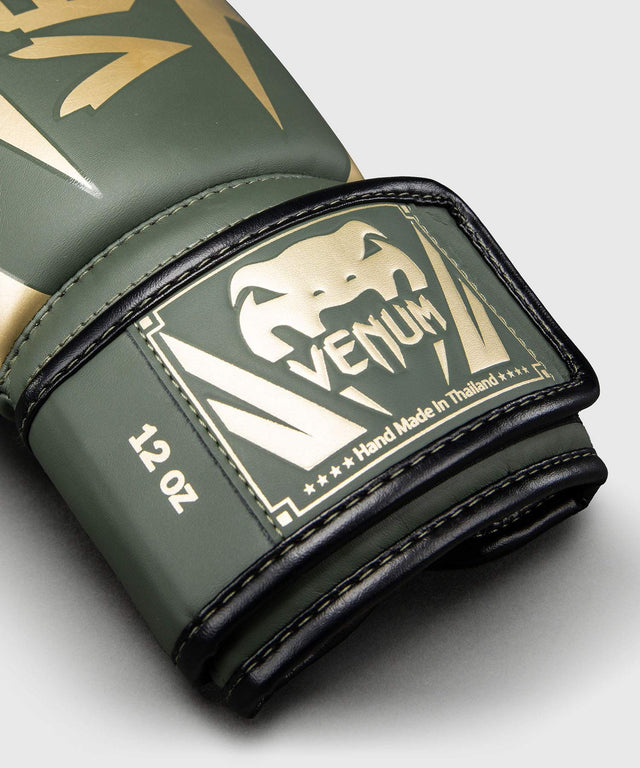 Gants de boxe Venum Elite – Kaki Vert/Or