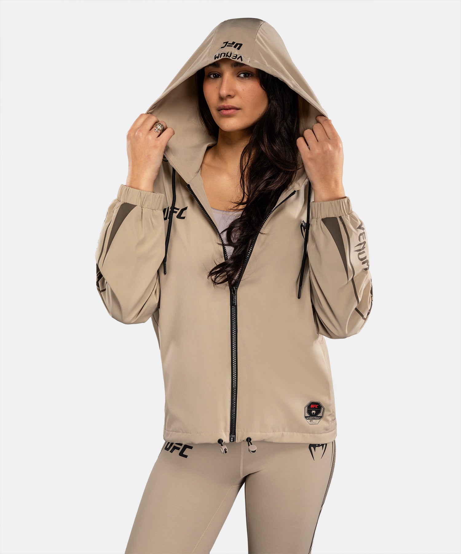 Hoodie zippé Venum UFC Unity femme – Beige