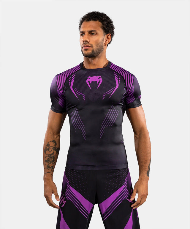 Venum Rashguard No-Gi 6.0 Kurzarm – Schwarz/Lila
