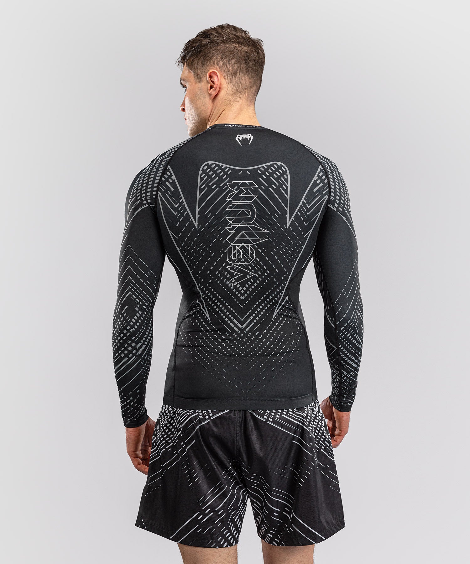 Rashguard Venum Midnight Fury s dlouhými rukávy – Černá/Šedá/Stříbrná