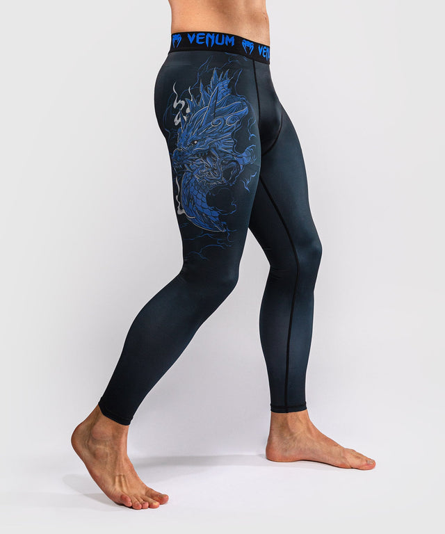 Pantaloncini a compressione Venum Thunder Dragon – Nero/Blu reale