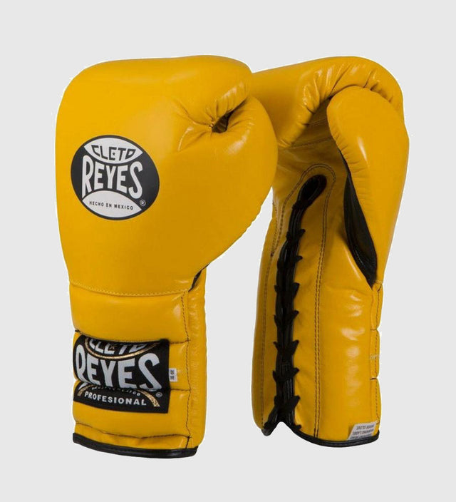 Guantoni da boxe Cleto Reyes con lacci – Giallo – Guantoni da boxe