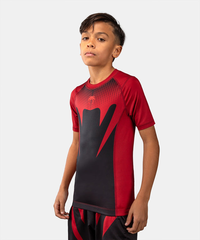 Venum Rashguard Attack Kurzarm Kinder – Schwarz/Rot