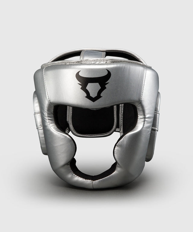 Ringhorns Charger Casco da boxe Argento/Nero – vista frontale