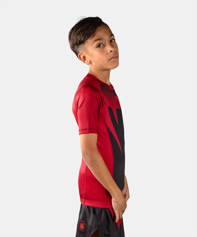 Venum Rashguard Attack Kurzarm Kinder – Schwarz/Rot