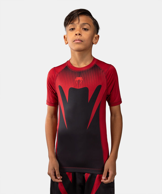 Venum Rashguard Attack Kurzarm Kinder – Schwarz/Rot