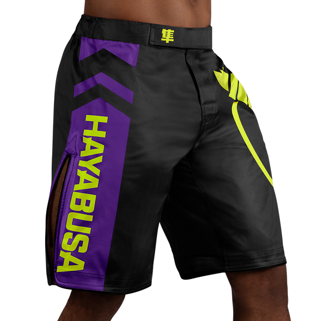 Hayabusa MMA Shorts Icon Lang – Černé/Neon