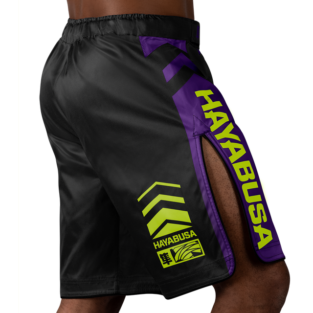 Hayabusa MMA Shorts Icon Lang – Černé/Neon