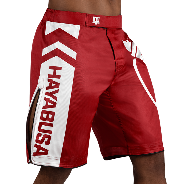 Hayabusa MMA Shorts Icon Lang – Červené/Bílé
