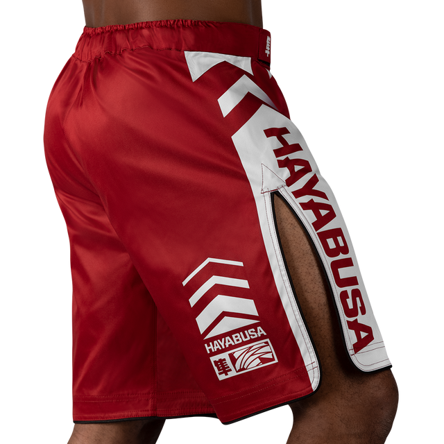 Hayabusa MMA Shorts Icon Lang – Červené/Bílé