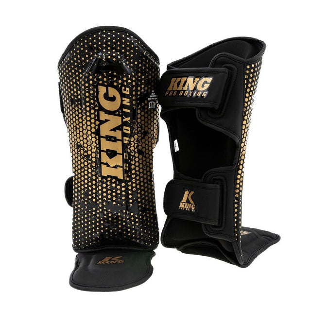 King Pro Boxing Schienbeinschoner Hexagon Kinder – Schwarz/Gold