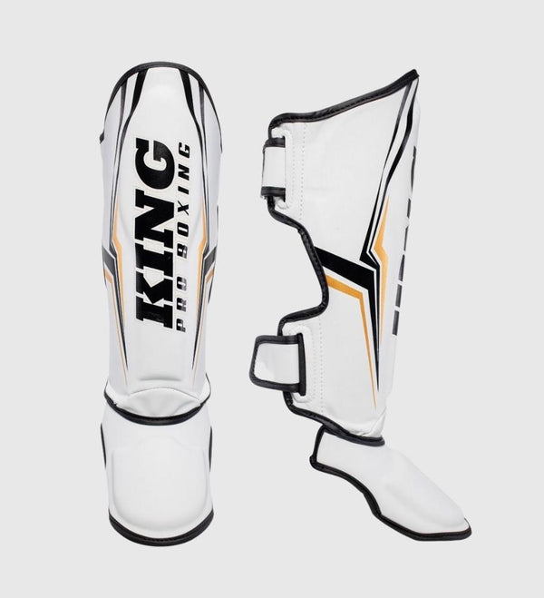 Espinilleras King Pro Boxing Thor – Blanco/Negro/Oro