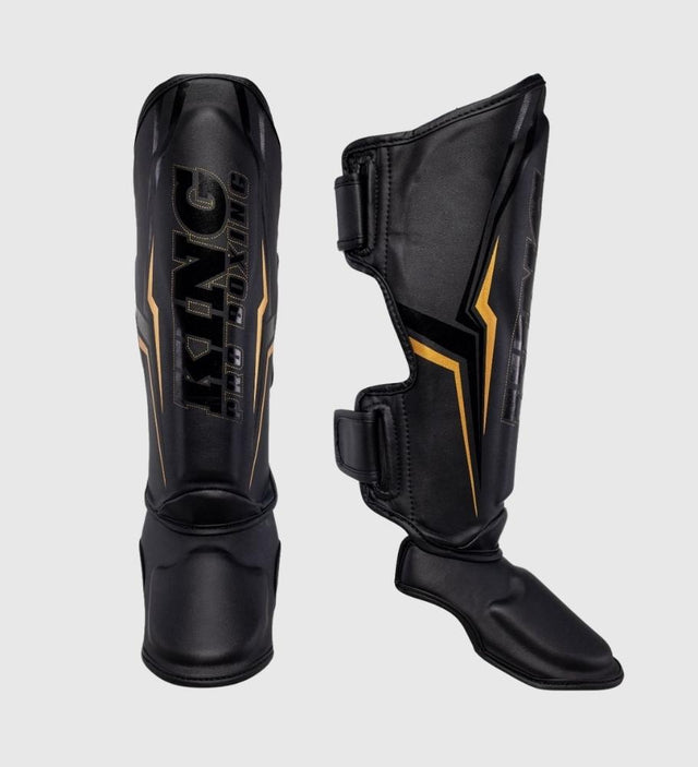 Espinilleras King Kickboxing Thor – Negro/Oro – Espinilleras