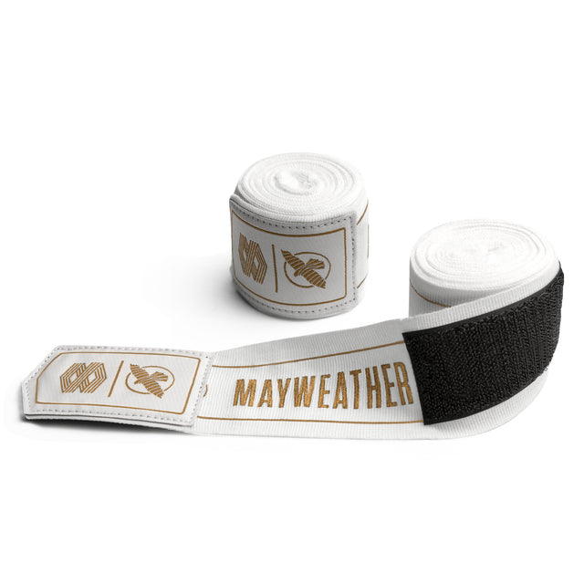 Vendas de boxeo Hayabusa x Mayweather Stretch – Blanco/Oro