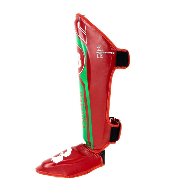 Booster Kickboxing Shin Guards V9 'Morocco' - Red/Green