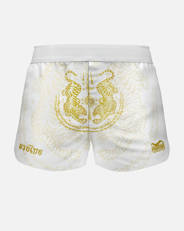 Pantaloncini Muay Thai Phantom Athletics Fusion – Bianco/Oro