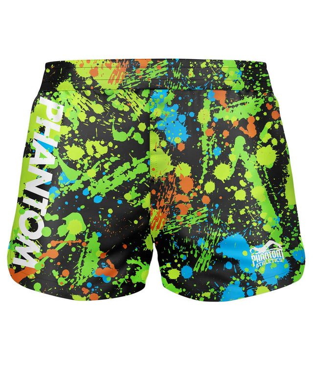 Spodenki MMA Phantom Athletics Fusion Splatter – Czarne/Neon