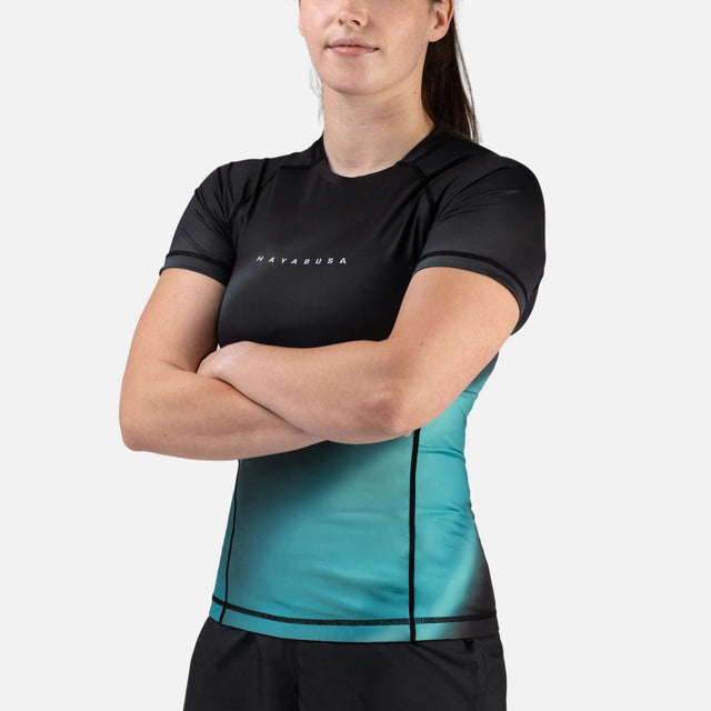 Hayabusa Rashguard Apex Nova Korte Ærmer Kvinder - Blågrøn