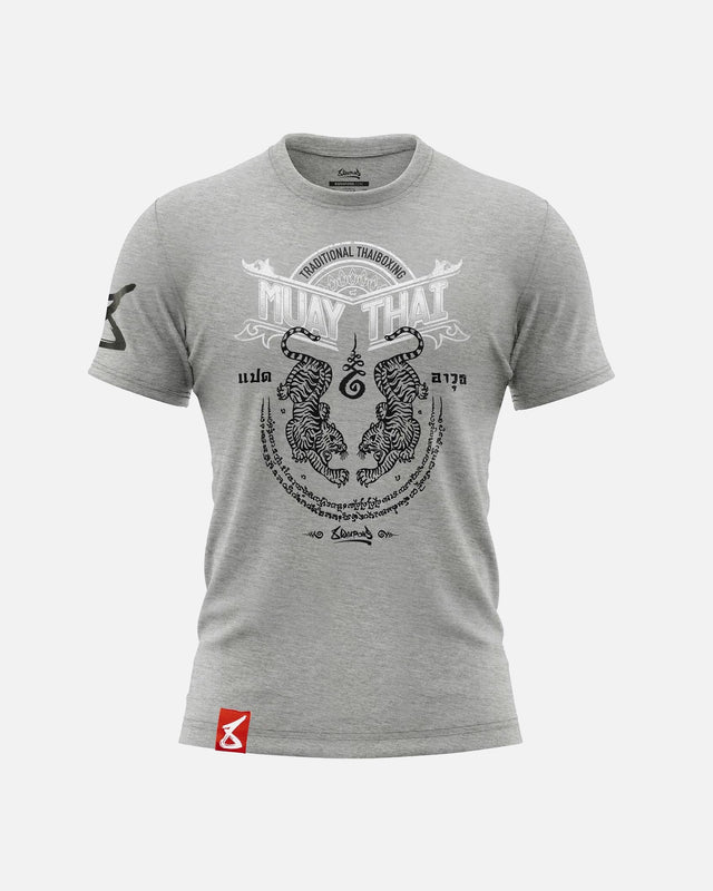 8 WEAPONS Tričko Sak Yant Tigers – Šedé