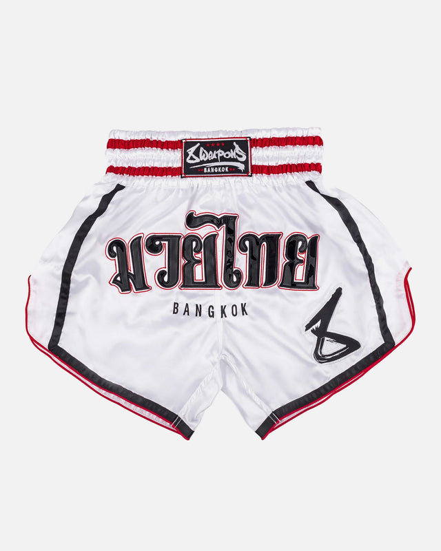 Muay Thai trenky 8 WEAPONS Bangkok – Bílé/Černé