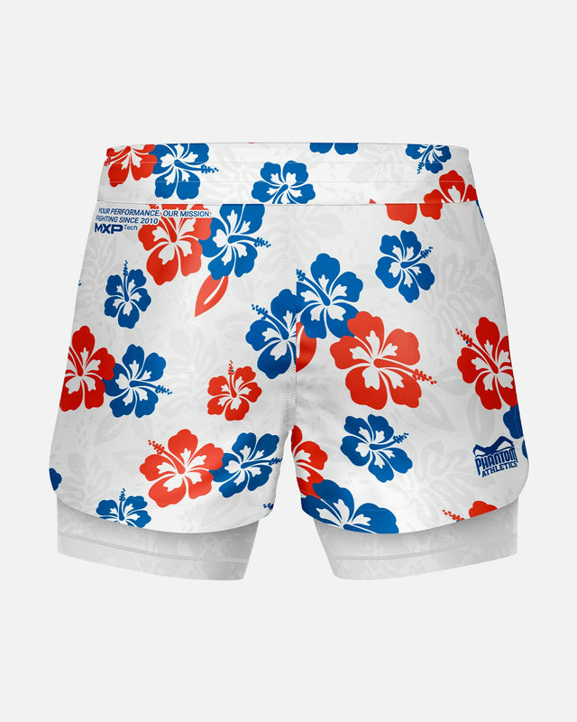 Phantom Athletics MMA-shorts Fusion 2in1 Hawaii – Vit/Blå/Röd