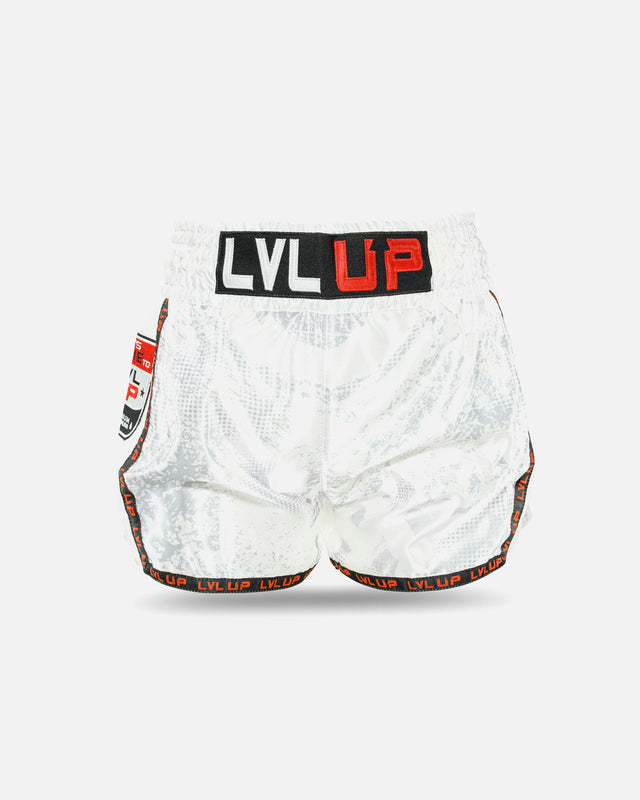 Pantaloncini Muay Thai LVL UP TKO – Bianco
