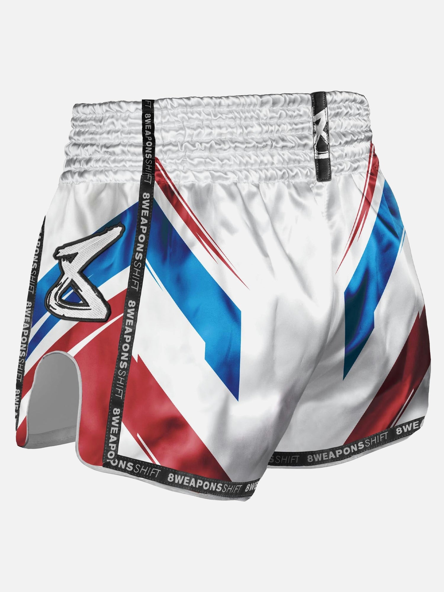 8 WEAPONS Muay Thai Shorts Shift - Wit/Navy/Rood