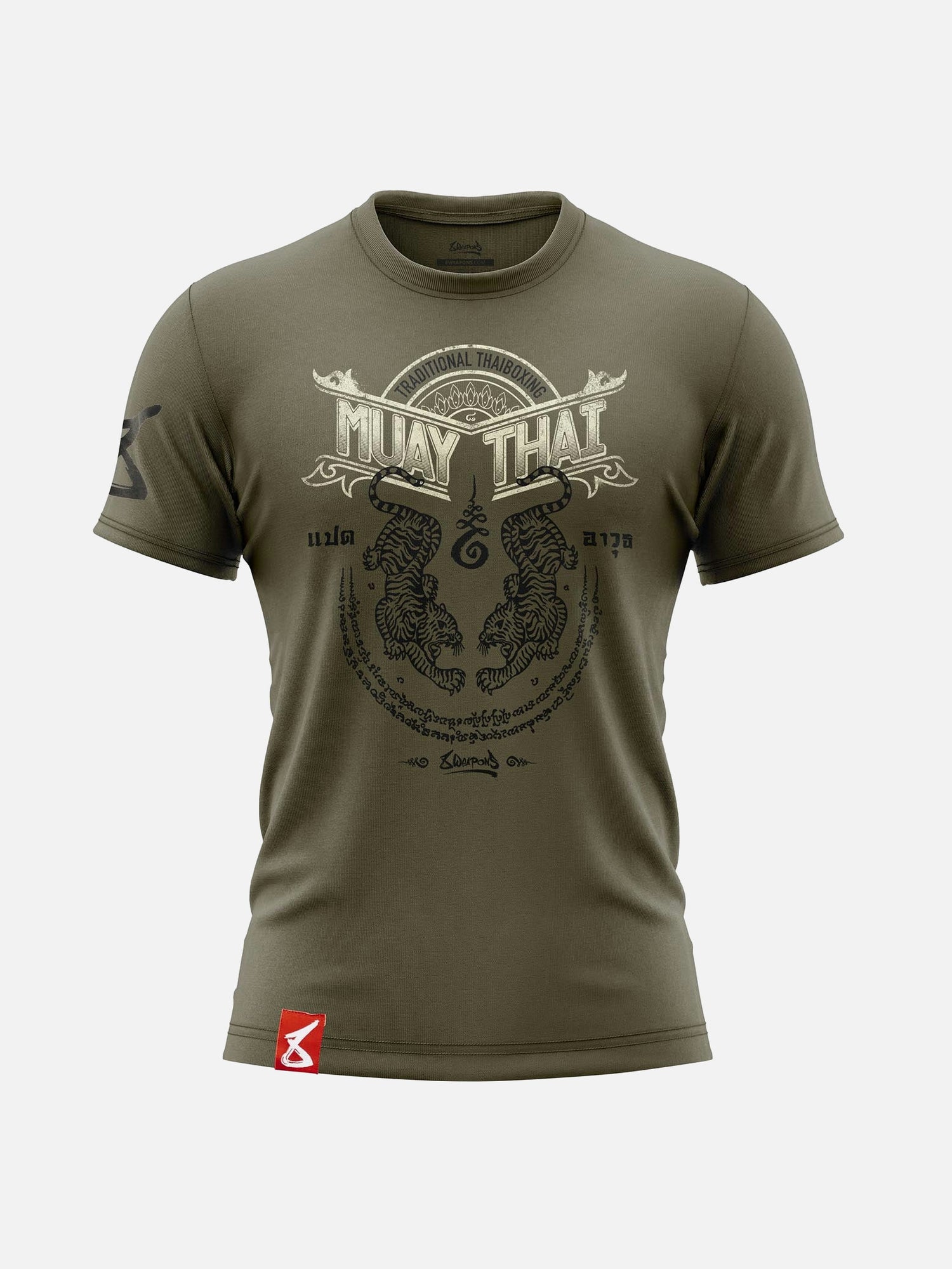 8 WEAPONS Tričko Sak Yant Tigers – Olivová