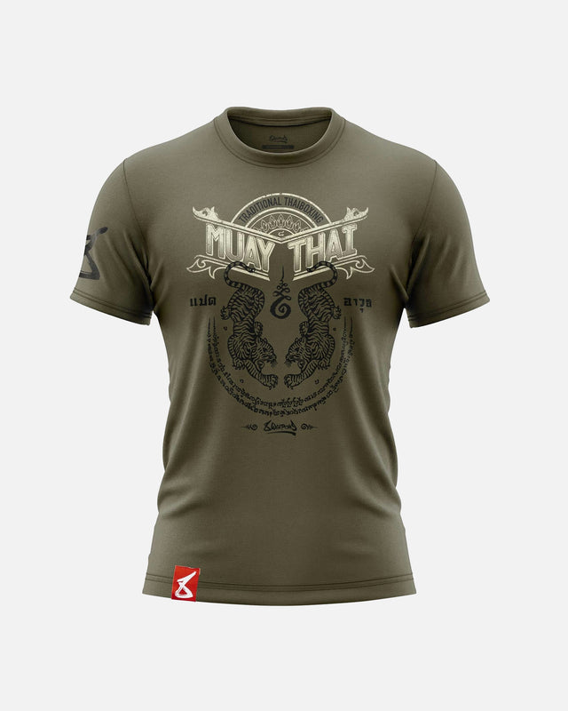 8 WEAPONS Tričko Sak Yant Tigers – Olivová