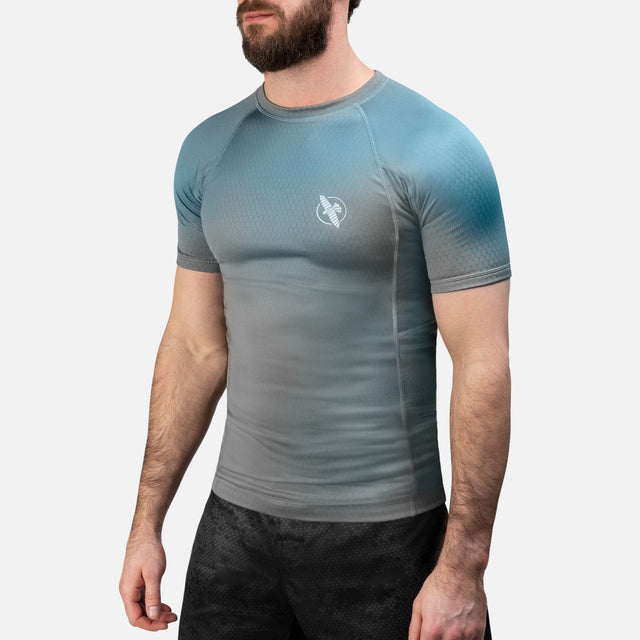 Rashguard Hayabusa Fusion Manga Curta – Cinzento/Aqua