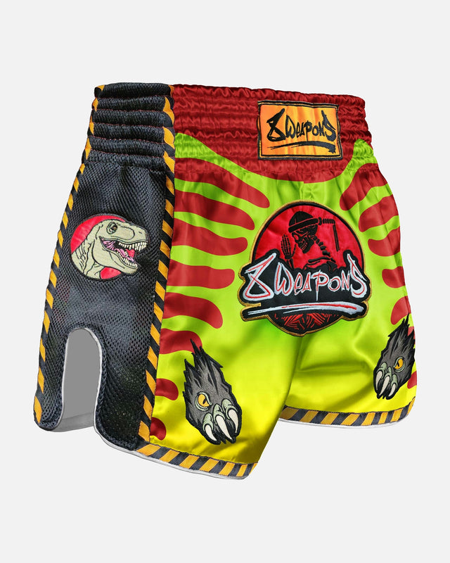 Shorts de Muay Thai 8 WEAPONS Jurassic – Vert Néon/Rouge Sang