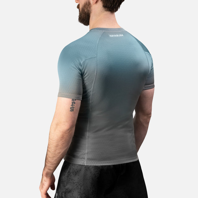 Rashguard Hayabusa Fusion Manga Curta – Cinzento/Aqua