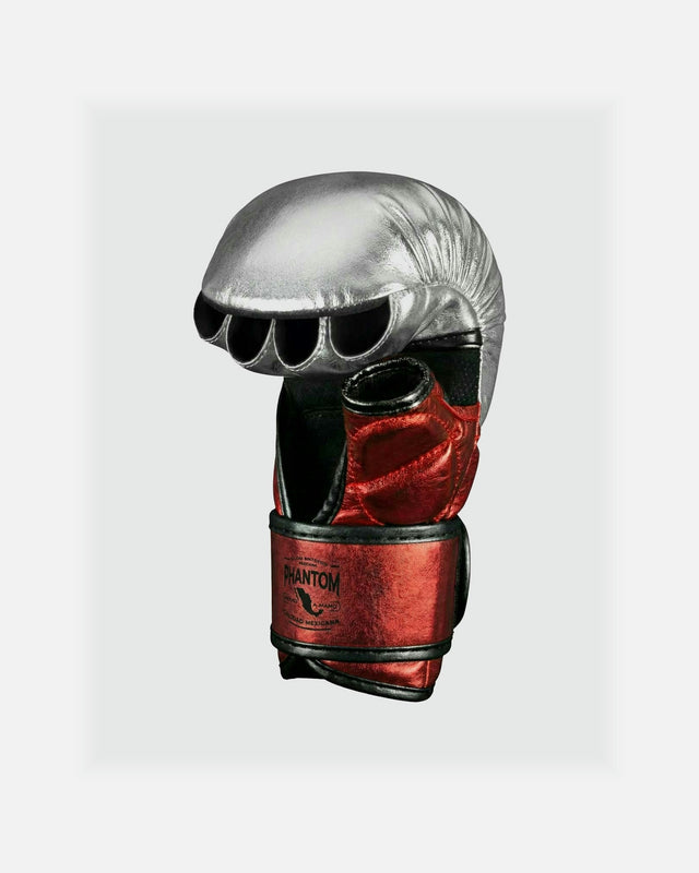 MMA rukavice Phantom Athletics Mexico – Stříbrná/Červená