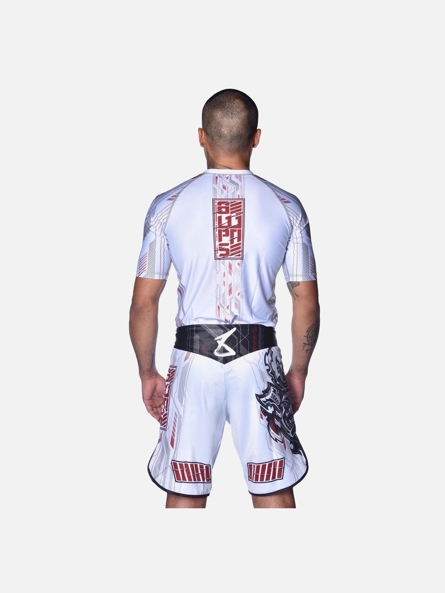 Spodenki MMA 8 WEAPONS Samurai 2.0 – Białe/Czerwone