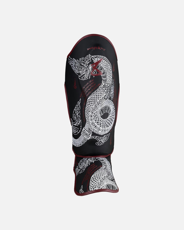 Espinilleras 8 WEAPONS Sak Yant Naga – Negro/Burdeos