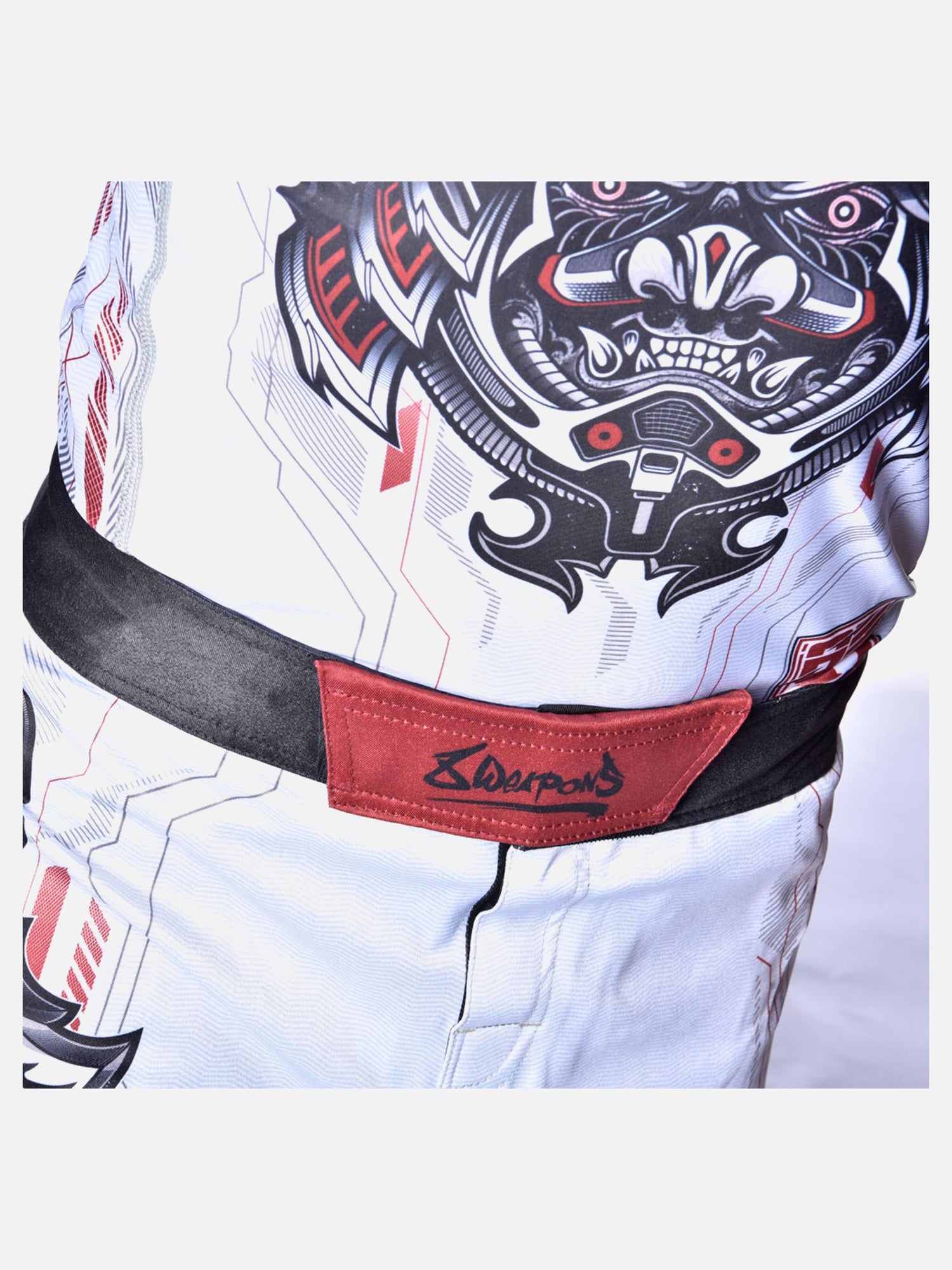 Spodenki MMA 8 WEAPONS Samurai 2.0 – Białe/Czerwone