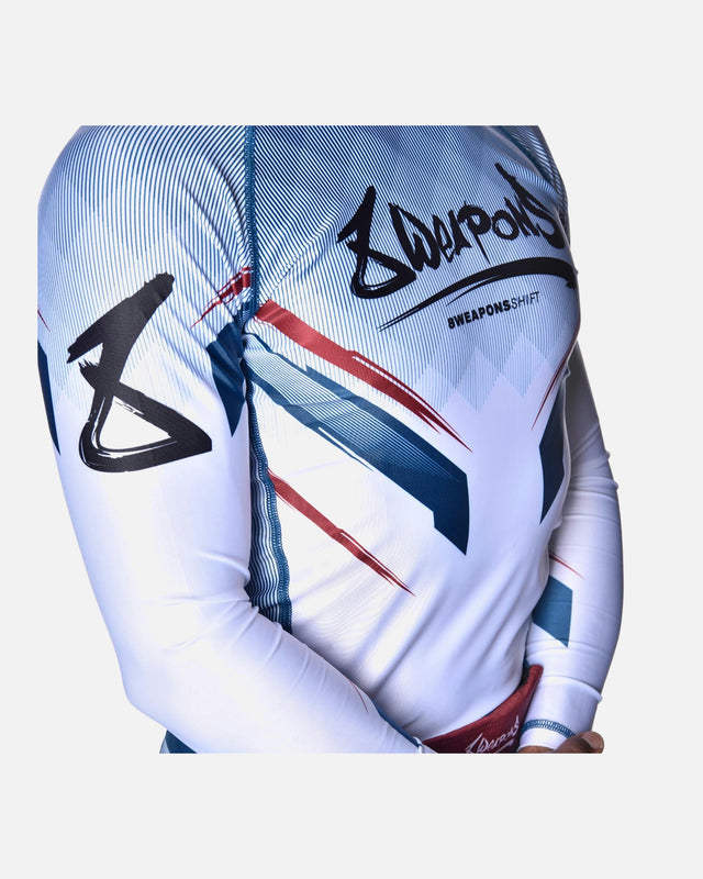 8 WEAPONS Rashguard Shift – Weiß/Navy/Rot