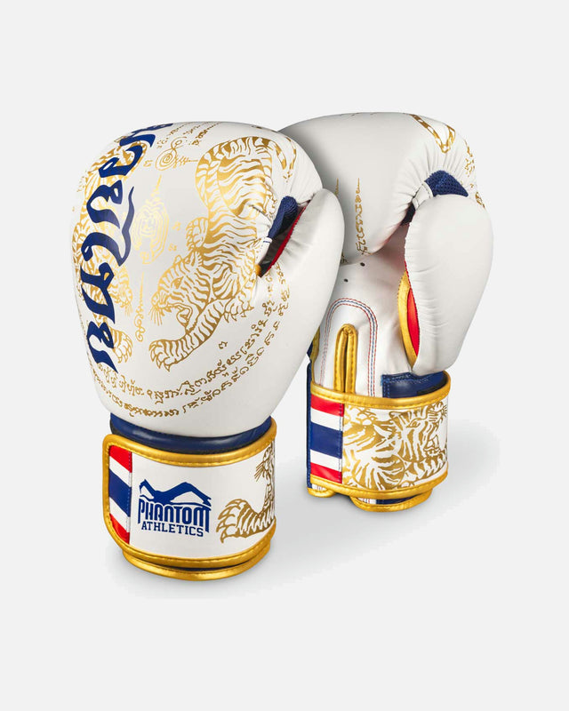 Luvas de boxe Phantom Athletics Muay Thai – Branco/Ouro