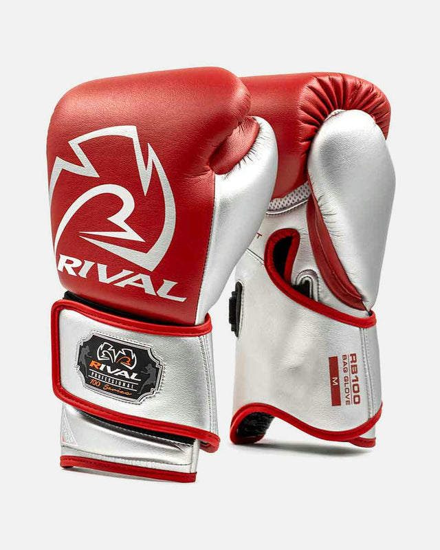 Rękawice workowe Rival RB100 Professional – Czerwone/Srebrne