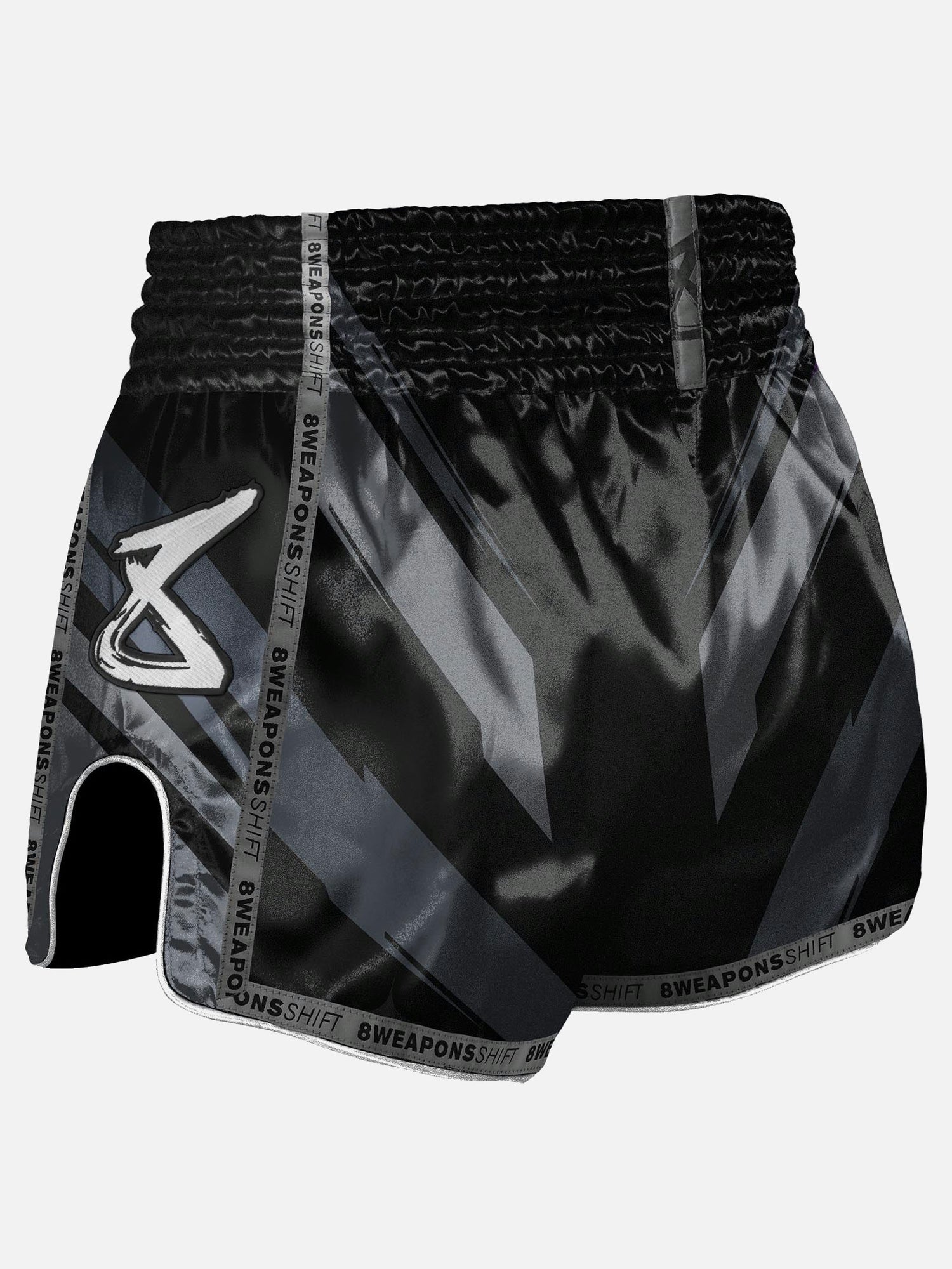 Spodenki Muay Thai 8 WEAPONS Shift – Czarne Mat