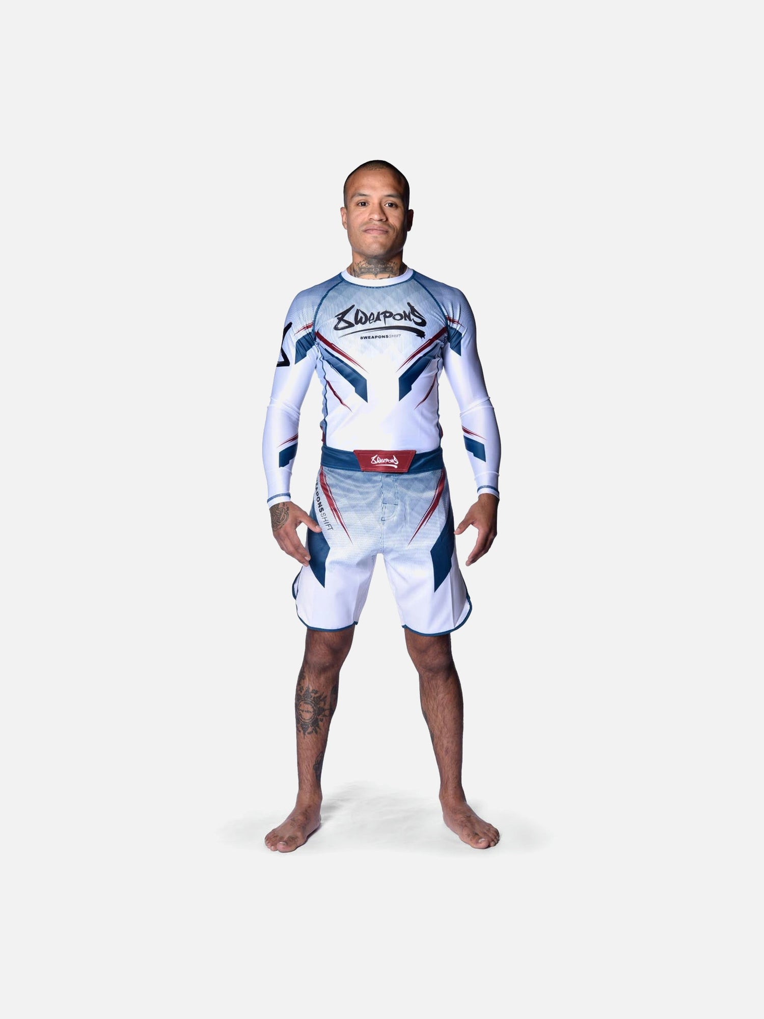 8 WEAPONS Rashguard Shift – Weiß/Navy/Rot