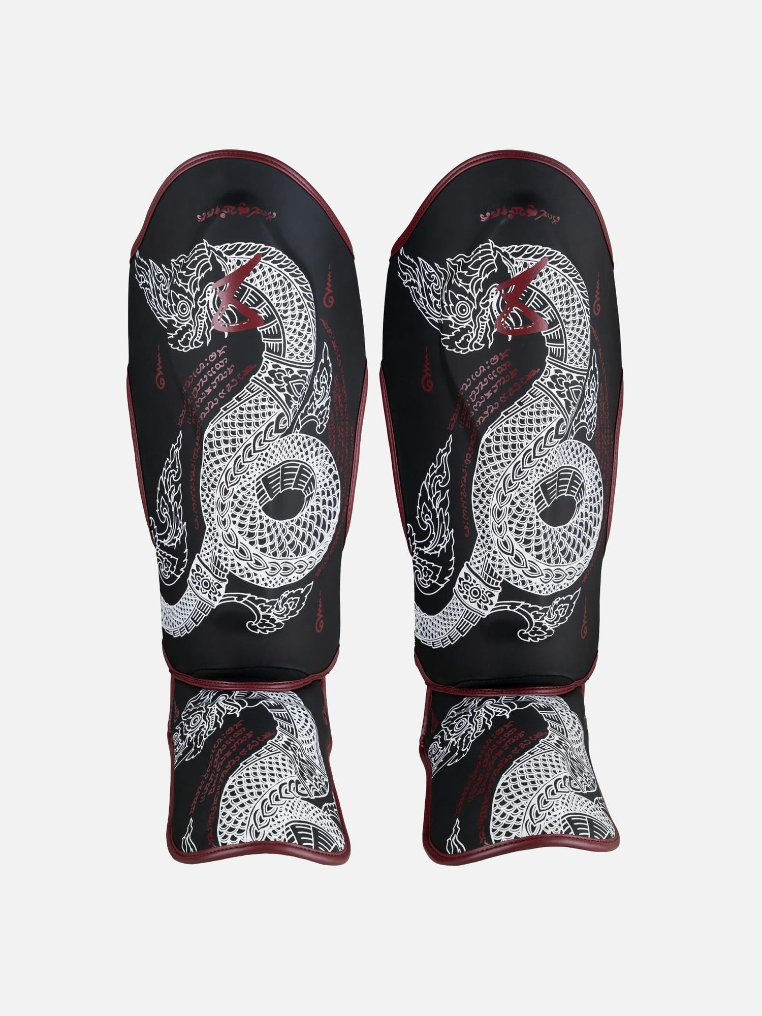 Espinilleras 8 WEAPONS Sak Yant Naga – Negro/Burdeos